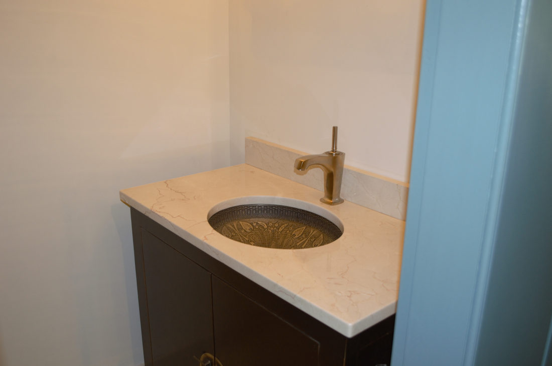 Bath project by Pistritto Marble — powder room vanity with undermount sink