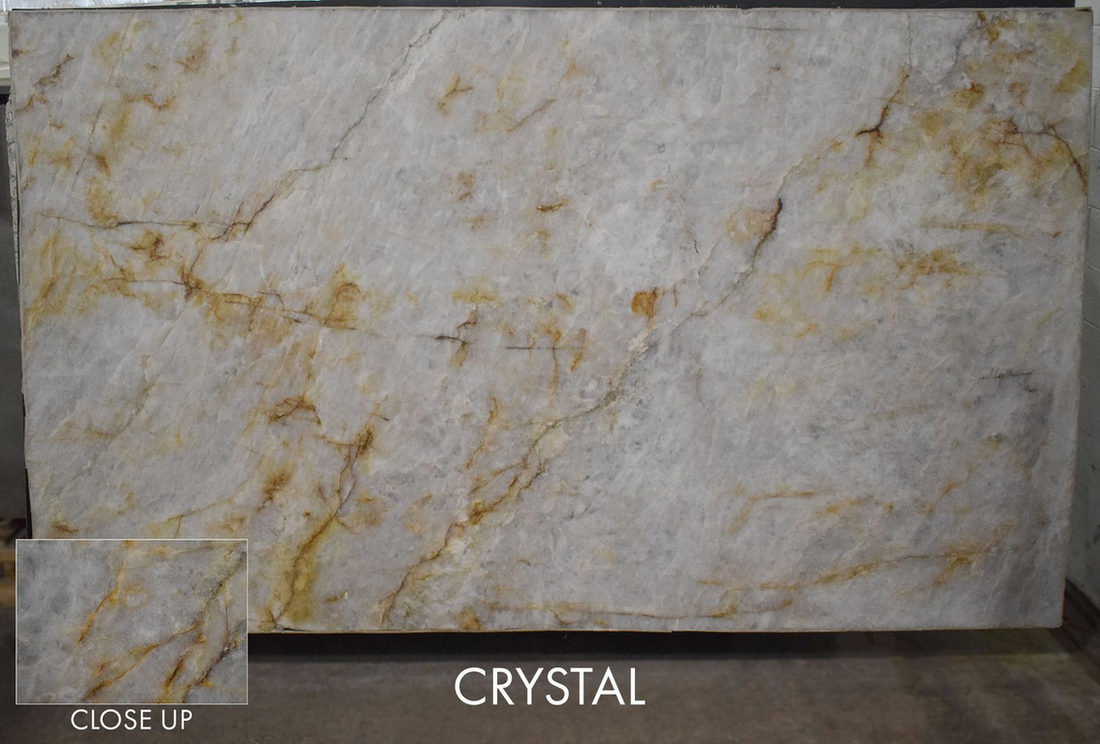 Cristallo quartzite slab, 3cm, at the Pistritto Marble store