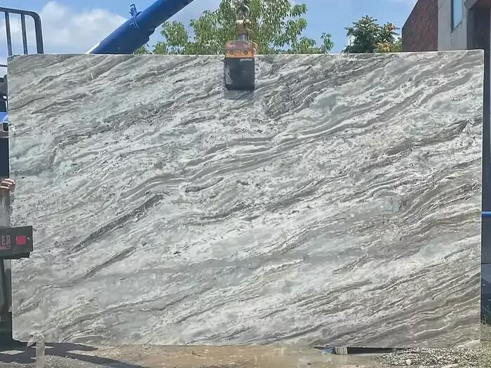 Brown Fantasy leathered quartzite slab at the Pistritto Marble store